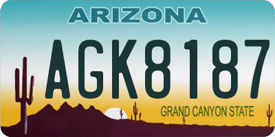 AZ license plate AGK8187