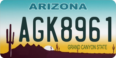 AZ license plate AGK8961