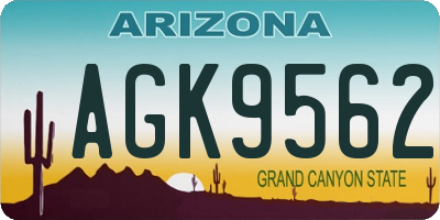 AZ license plate AGK9562
