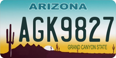 AZ license plate AGK9827