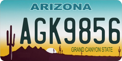 AZ license plate AGK9856