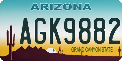 AZ license plate AGK9882