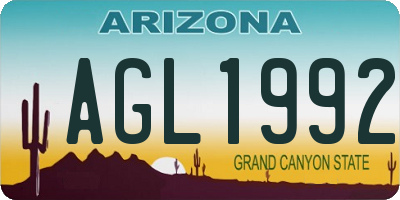 AZ license plate AGL1992