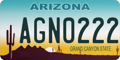 AZ license plate AGN0222