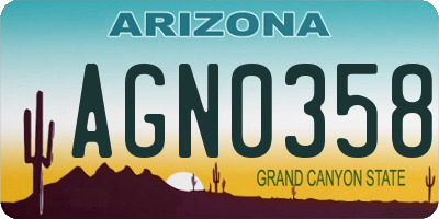 AZ license plate AGN0358