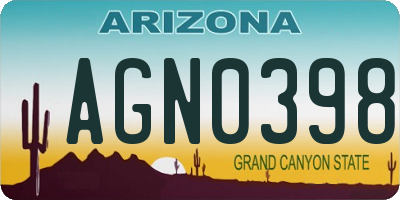 AZ license plate AGN0398
