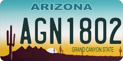 AZ license plate AGN1802