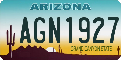 AZ license plate AGN1927