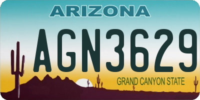 AZ license plate AGN3629