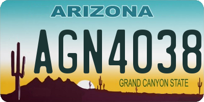 AZ license plate AGN4038