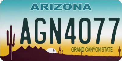 AZ license plate AGN4077