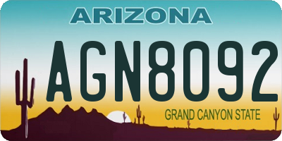 AZ license plate AGN8092