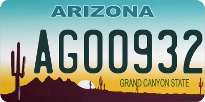 AZ license plate AGO0932