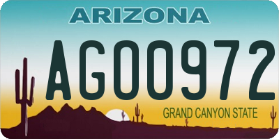 AZ license plate AGO0972