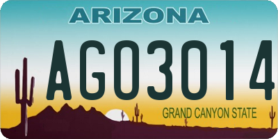 AZ license plate AGO3014