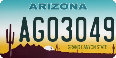 AZ license plate AGO3049