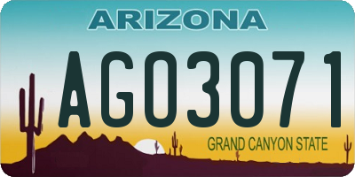 AZ license plate AGO3071
