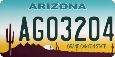 AZ license plate AGO3204