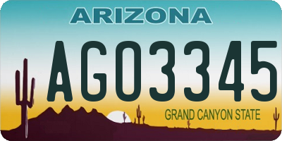 AZ license plate AGO3345
