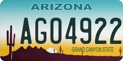 AZ license plate AGO4922