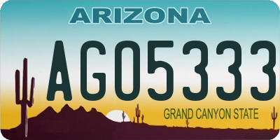 AZ license plate AGO5333