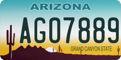 AZ license plate AGO7889