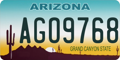 AZ license plate AGO9768
