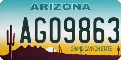 AZ license plate AGO9863