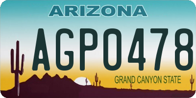AZ license plate AGP0478