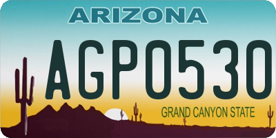 AZ license plate AGP0530