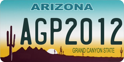AZ license plate AGP2012