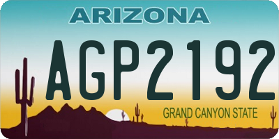 AZ license plate AGP2192