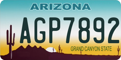 AZ license plate AGP7892