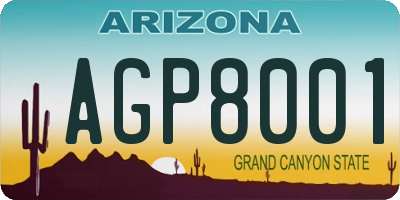AZ license plate AGP8001