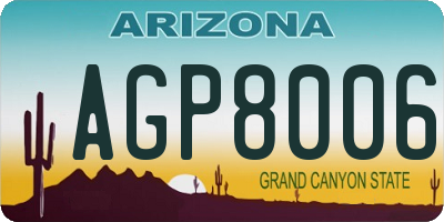 AZ license plate AGP8006