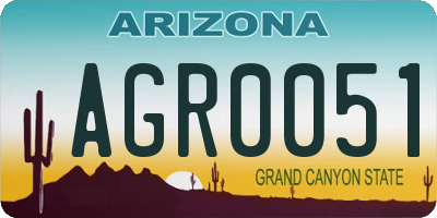 AZ license plate AGR0051