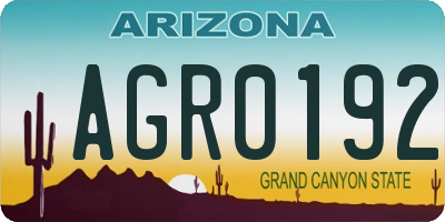 AZ license plate AGR0192