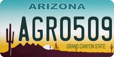 AZ license plate AGR0509
