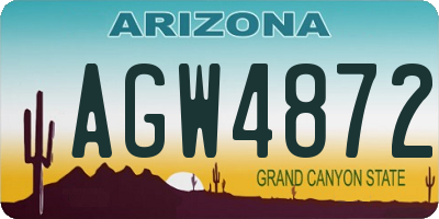 AZ license plate AGW4872