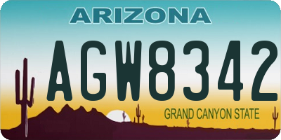 AZ license plate AGW8342
