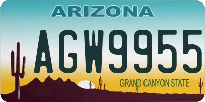 AZ license plate AGW9955