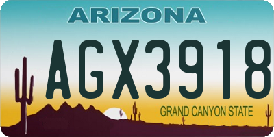 AZ license plate AGX3918