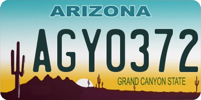 AZ license plate AGY0372