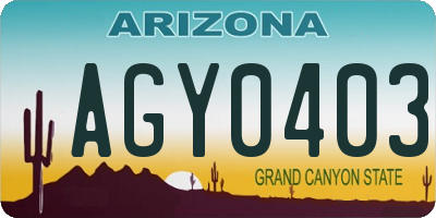 AZ license plate AGY0403