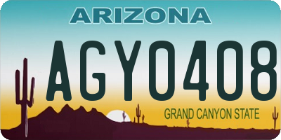 AZ license plate AGY0408