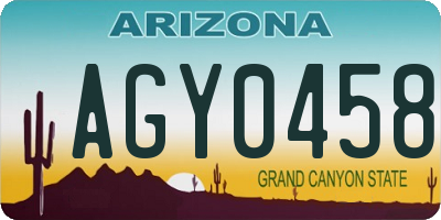 AZ license plate AGY0458