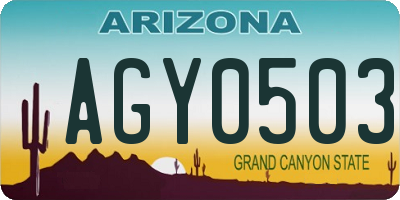 AZ license plate AGY0503