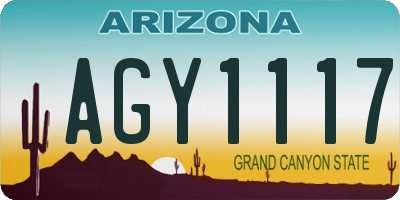 AZ license plate AGY1117