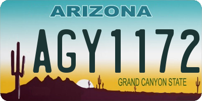 AZ license plate AGY1172