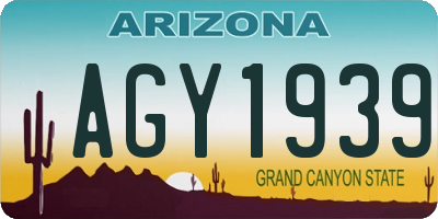 AZ license plate AGY1939